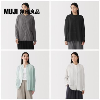 【MUJI 無印良品】女強撚透明感長袖襯衫