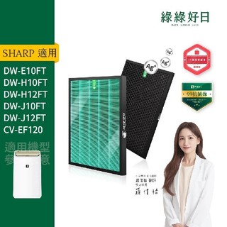 綠綠好日 適用 SHARP夏普 DW-E10 L10 H10 H12 L10 L12 清淨除濕機 HEPA抗菌濾網 濾芯