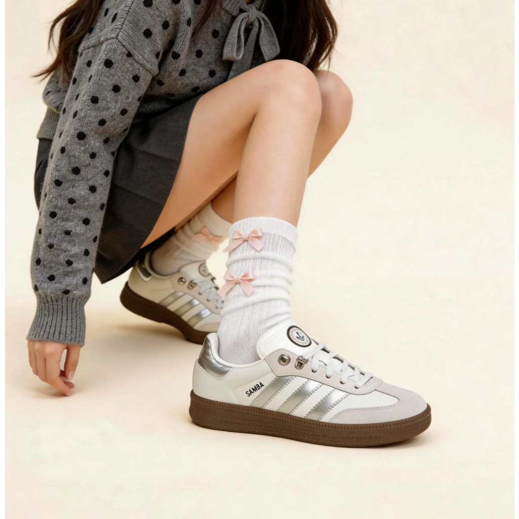 🇯🇵 adidas originals SAMBA XLG 銀色機甲 百搭 板鞋 休閒鞋 厚底增高 男女同款 米白銀