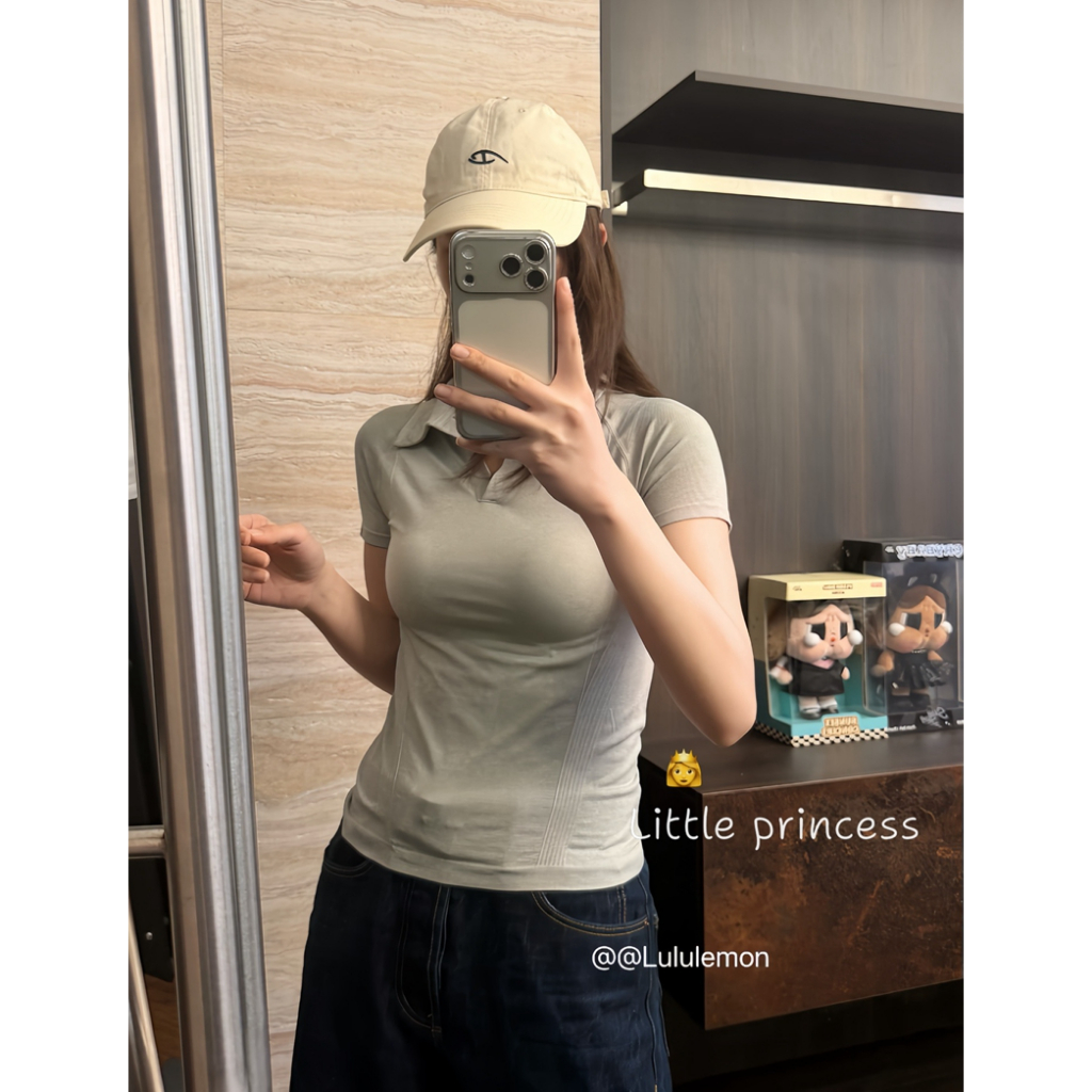 Little princess-🇰🇷代購🔥 lululemon 露露 V領 polo短袖 修身 顯瘦 收腰 透氣網 輕薄