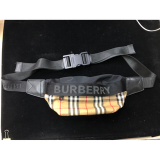 範特西古文物/（無購證）BURBERRY 中型 Vintage 格紋 ECONYL®腰包