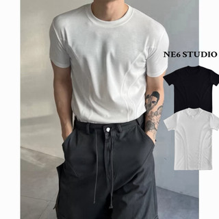 【NE6 STUDIO】當日出貨-clean fit 合身剪裁 短袖 解構 線條 合身 短t 上衣 健身 運動