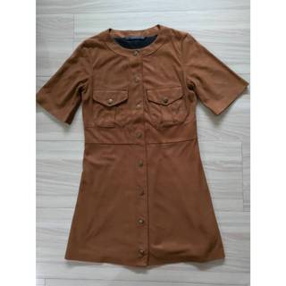 Zara Trafaluc (TRF) 系列 棕色仿麂皮短袖連身裙