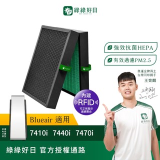 含RFID|適用 Blueair 7400系列 7410i 7440i 7470i 複合式HEPA抗菌濾芯濾網 綠綠好日