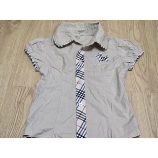 burberry 女童 兒童 大童 格紋 狗狗 狗 短袖 短袖襯衫 襯衫 上衣 M