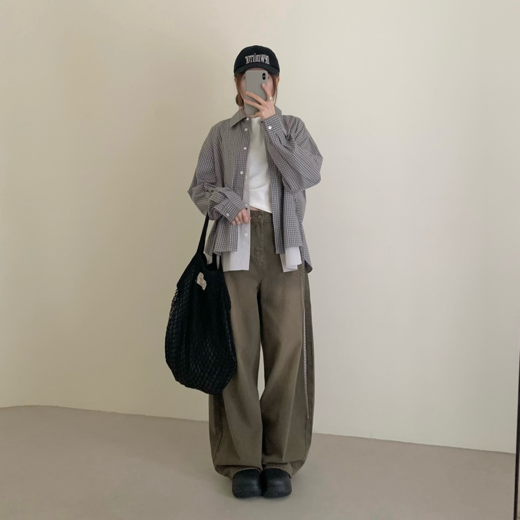M6103- （私心推🥹）曠野沙漠微繭型牛仔寬褲（3colors）（附編織腰帶）