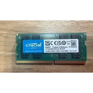 現貨 美光 Micron DDR4 3200 32GB SODIMM 筆記型記憶體 筆電 捷元公司貨