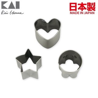 asdfkitty*日本製 貝印 不鏽鋼模型3入 花朵.愛心.星星-做餅乾.壓起司.蔬菜壓模-日本正版商品