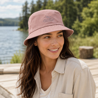 【Eddie Bauer】棉質斜紋 LOGO 漁夫帽-粉色 E-0BHA-1827