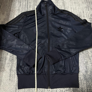 Adidas Firebird TT 愛迪達 藍黑迷彩外套 刷毛大logo S
