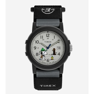 【Timex × Peanuts 史努比聯名手錶】38mm 戶外運動腕錶 INDIGLO夜光 100米防水 魔鬼氈錶帶