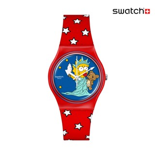 Swatch LITTLE LADY LIBERTY 辛普森家庭/瑞士製造 SO28Z120 (34mm)【官方旗艦店】
