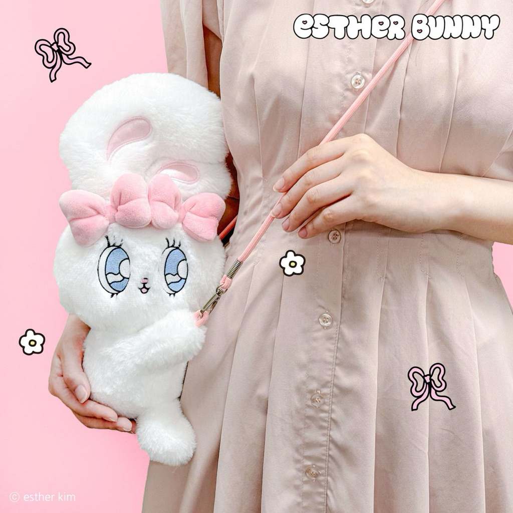 ❤Lika小舖❤N艾絲樂小兔 日本帶回全新正版現貨 Esther Bunny景品玩偶布偶娃娃吊飾 兔子提袋 斜背包 押上