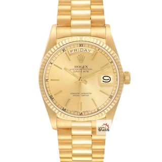 【大眾名錶】ROLEX 勞力士 18038 Day-Date 18K金紅蟳款 太陽圈 金色T柱面盤 大眾名錶B1360