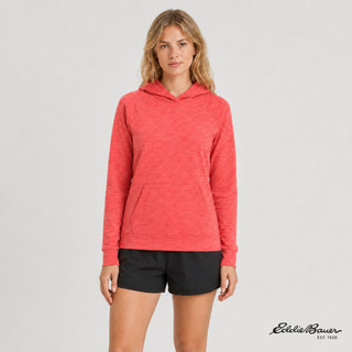 【Eddie Bauer】女性 長袖棉質親膚連帽上衣-橘紅 21690144