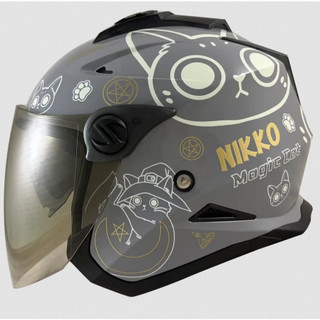 NIKKO 安全帽 N-553 II 11 很多貓 消光灰 加長型鏡片 內墨鏡 半罩