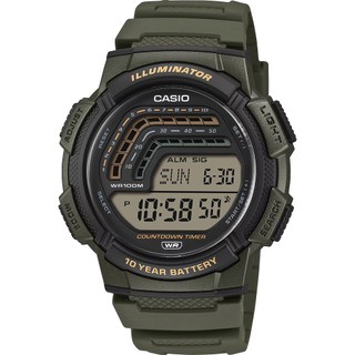 CASIO 卡西歐 復古風大顯示幕手錶 電子錶-墨綠 WS-1800-3AV 開學季禮物