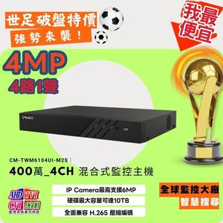 海康威視介面 4路監視器主機 H.265五合一監控錄影機 XVR DVR 遠端監控 AHD TVI CVI IP 108