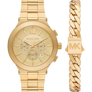Michael Kors MK Oversized 羅馬三眼計時手錶 男錶手鍊套組套錶-金/44mm MK9270SET