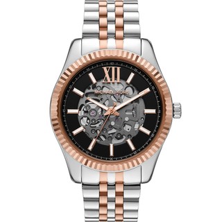Michael Kors MK Lexington 都會時尚鏤空機械錶 男錶-黑x玫瑰金框/44mm MK9266
