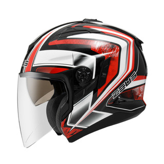 ZEUS ZS613B 彩繪 AJ6 珍珠黑/紅 四分之三罩安全帽 3/4罩 可加裝下巴支架鴨舌 ZS-613B 內墨鏡