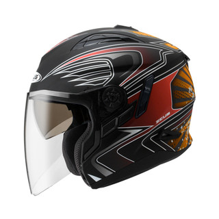 ZEUS ZS613B 彩繪 AJ2 消光黑/橘 四分之三罩安全帽 3/4罩 可加裝下巴支架鴨舌 ZS-613B 內墨鏡
