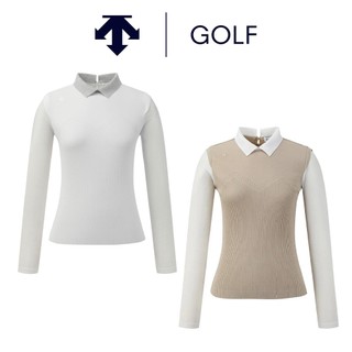 【DESCENTE】GOLF 迪桑特 COOLING HYBRID PULLOVER 女士 高爾夫翻領長袖上衣(兩色任選