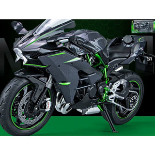 合金摩托車1：9大版川崎忍者 H2R黑色黑武士