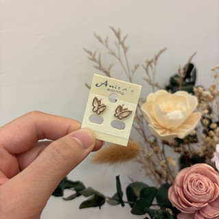 【Anita's earring】玫瑰金簍空蝴蝶造型耳釘耳環⚡️現貨⚡️
