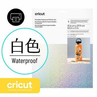 Cricut Printable Waterproof Holographic Sticker 防水列印白色膠膜貼紙５組