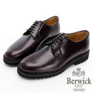 【BERWICK】西班牙進口-VIBRAM耐磨亮面圓頭紳士鞋 -酒紅435020KM61