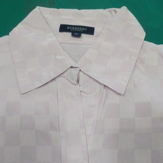 英國 Burberry 巴寶莉 日本製 女 立體暗格紋 長袖襯衫 L號