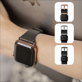 ［現貨］ BellaBia ✶ Apple Watch 11/Ultra 3/SE 經典黑 荔枝紋珍藏 真皮 錶帶