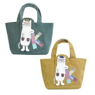 【Kusuguru Japan】日本眼鏡貓 手拿包 立體貼花 雙面兩用萬用手提包-NEKOMARUKE貓丸款