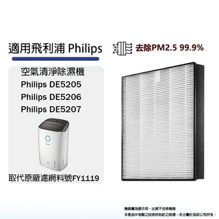 適用 Philips飛利浦 DE5205 DE5206 DE5207 FY1119清淨除濕機HEPA替換濾網濾芯