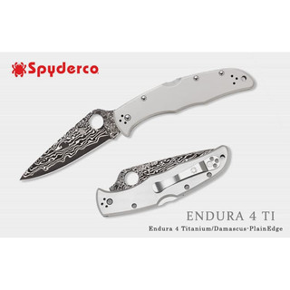 SPYDERCO ENDURA 4 TI DAMASCUS 鈦柄折刀(15層大馬士革鋼夾VG10)