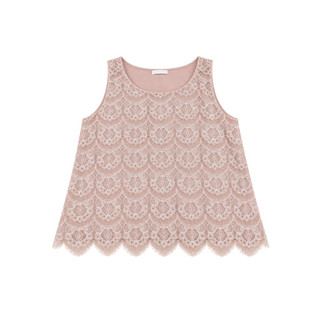 Te chi hi ベージュレース ノースリーブ的米色 M 號蕾絲背心