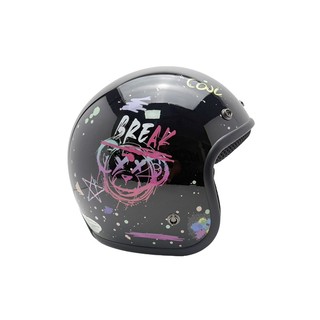 EVO CA-310M 花彩 XX熊 鏡黑 復古帽 半拆洗 快速插扣 三扣 安全帽 半罩