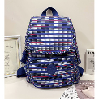 公司貨附發票Kipling 三色拼接印花拉鍊掀蓋後背包 CITY PACK MINI KPKI4628TH810