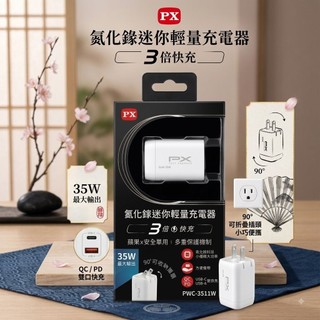 大通 快充1C1A 氮化鎵35W 充電器-黑 PWC-3511B