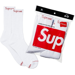 全館免運 Supreme Hanes Crew Socks (4 Pack) 字母提花 中筒襪 長襪 潮流好搭 男女同款