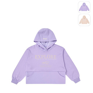 【FILA】KIDS 女童款 長袖連帽T恤-淺紫 5TEZ-8327-PL