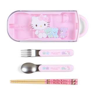 Sanrio 三麗鷗 日本製 滑蓋式環保餐具組 餐具三件組 Hello Kitty 小熊 015547N