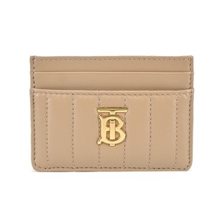 BURBERRY Lola TB金字 LOGO格紋絎縫羔羊卡片夾(米色)｜100%原廠真品｜JS Maxx官方旗艦館