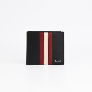 BALLY MYTHOS 紅白條紋8卡短夾(黑)