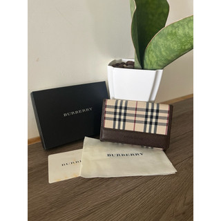 【專櫃正品 全配盒裝】BURBERRY 經典格紋十字紋牛皮名片夾／多層風琴褶卡夾／零錢短夾（近全新）