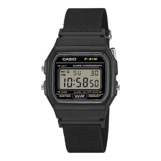 CASIO卡西歐 F-91WF-1A 經典輕薄簡約電子錶 / 黑色 35.2mm