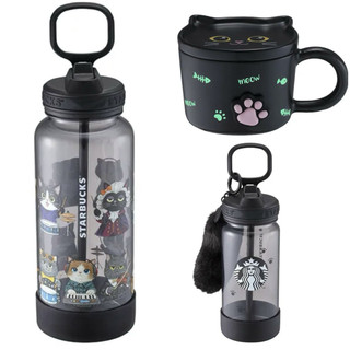 全新正品．星巴克32oz貓咪樂章冷水壺~星巴克夜眸黑貓夜光 星巴克貓咪軟糖罐萬聖提袋禮~星巴克黑貓提袋~星巴克黑貓收納盒