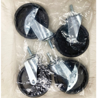 【個人出清】全新 100mm 工業輪 (4顆組) 3/8八分之三牙｜鐵力士架置物架輪子 推車輪 鐵架輪 2煞2活 僅一組