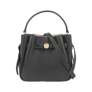 TORY BURCH Romy 金釦荔枝紋迷你二用水桶包(黑色)